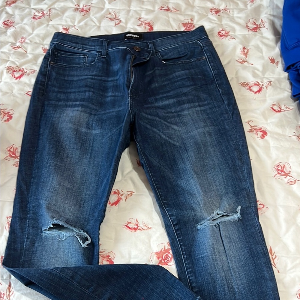 Express Blue Distressed Women's Jeans
